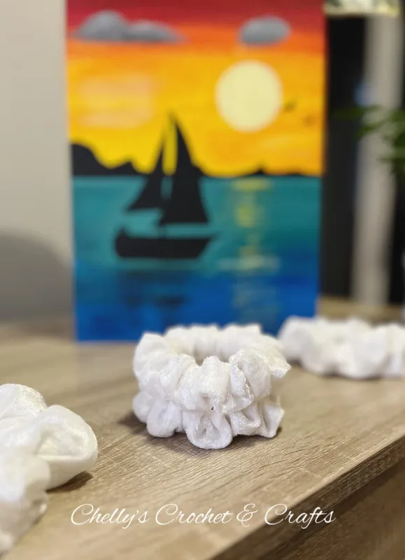 White velvet skinny scrunchie