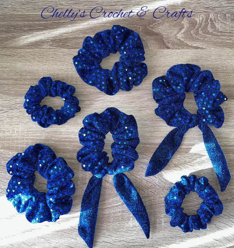 Blue sequin scrunchie