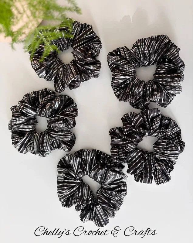 Black and silver scrunchie