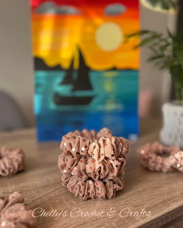 Rose gold sequin skinny scrunchie