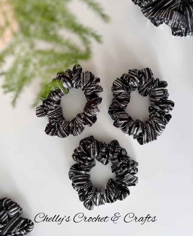 Black and silver scrunchie