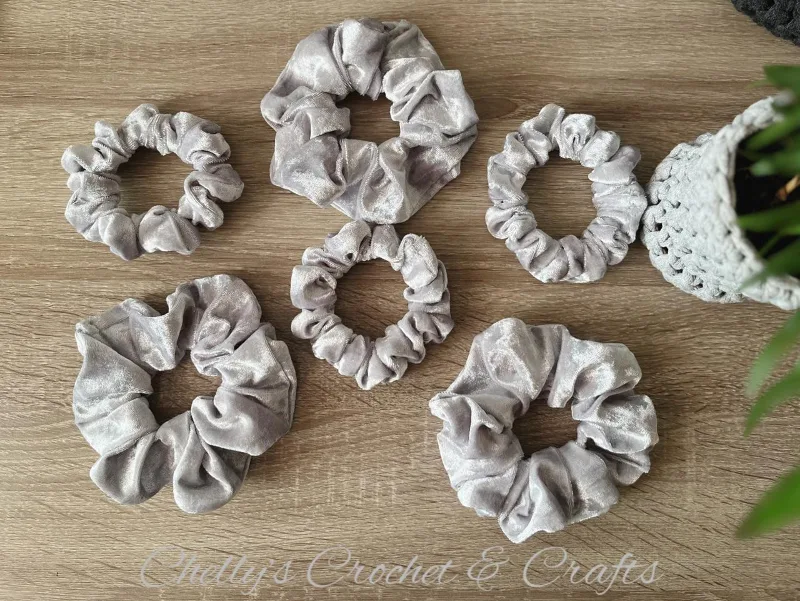 Grey velvet scrunchie