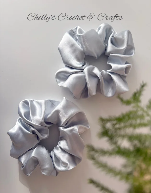 Light grey satin scrunchie