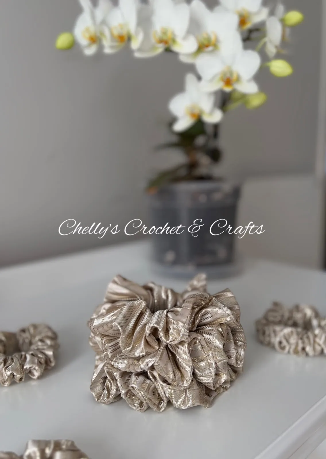 Champagne & Gold satin scrunchie